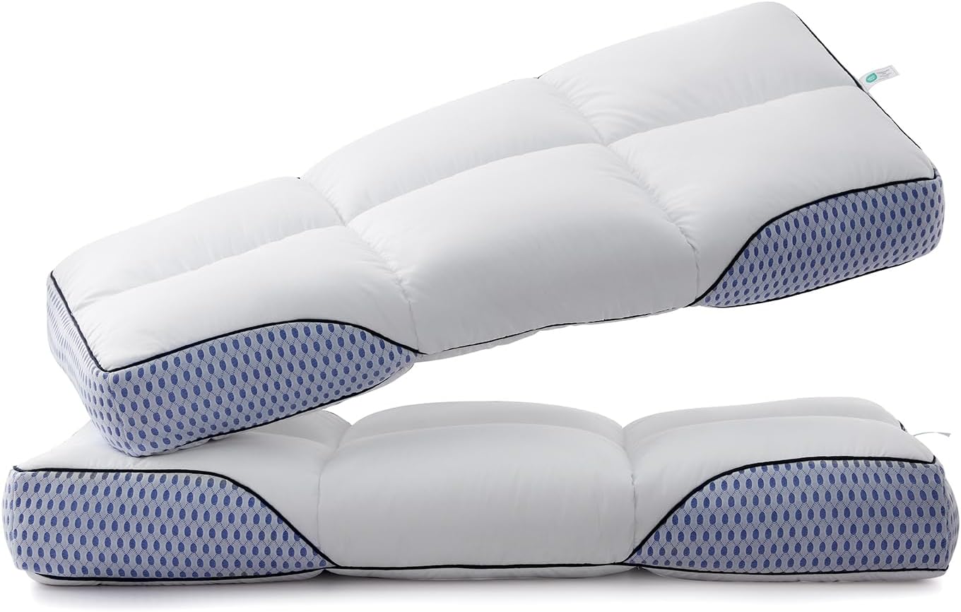 Glaciman Firm Shredded Memory Foam Bed Pillows, Ergonomic Neck and Shoulder Support for Back and Side Sleepers, Machine Washable, Breathabl…