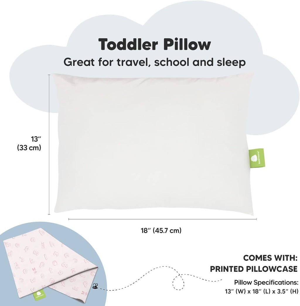 Toddler Pillow with Pillowcase - 13x18 My Little Dreamy Kids Travel Bed Pillows for Sleeping, Organic Cotton Small Pillowcase, Soft &…