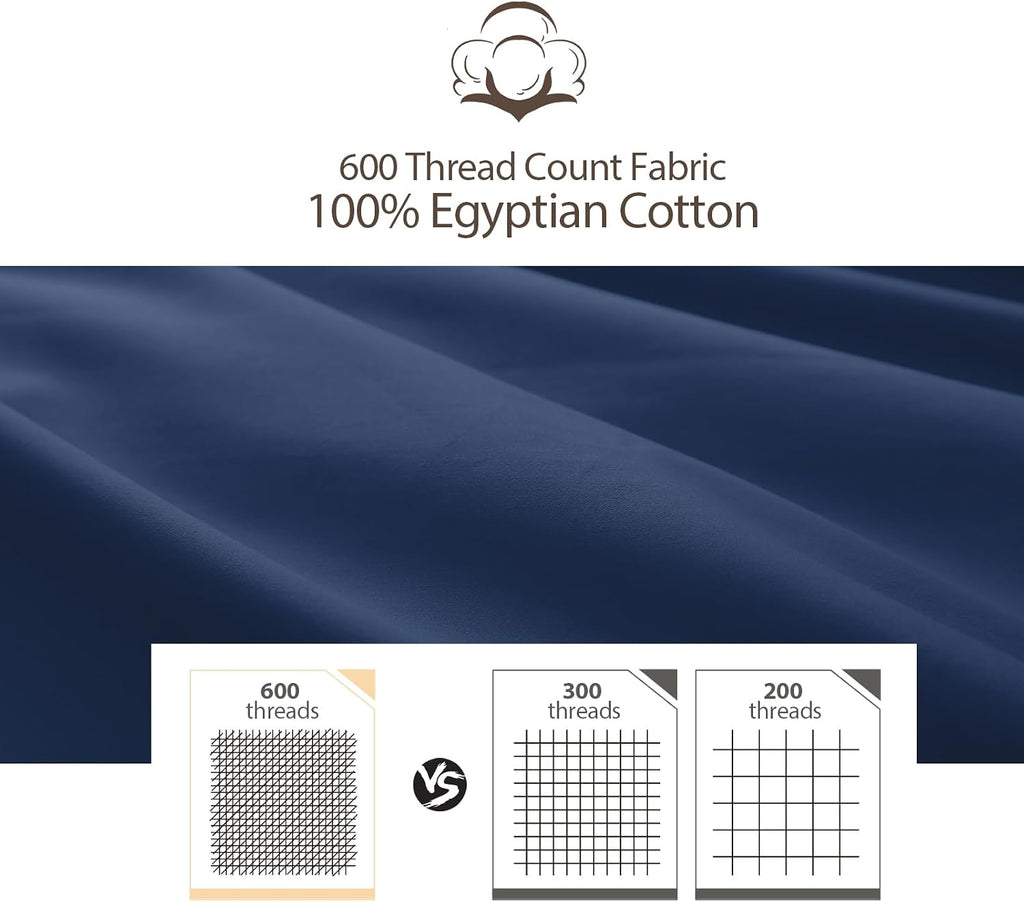 100% Cotton Classic Pillow Protectors with Invisible Zipper, 600 Thread Count Sateen Weave Soft and Breathable Pillow Cases, Protect…