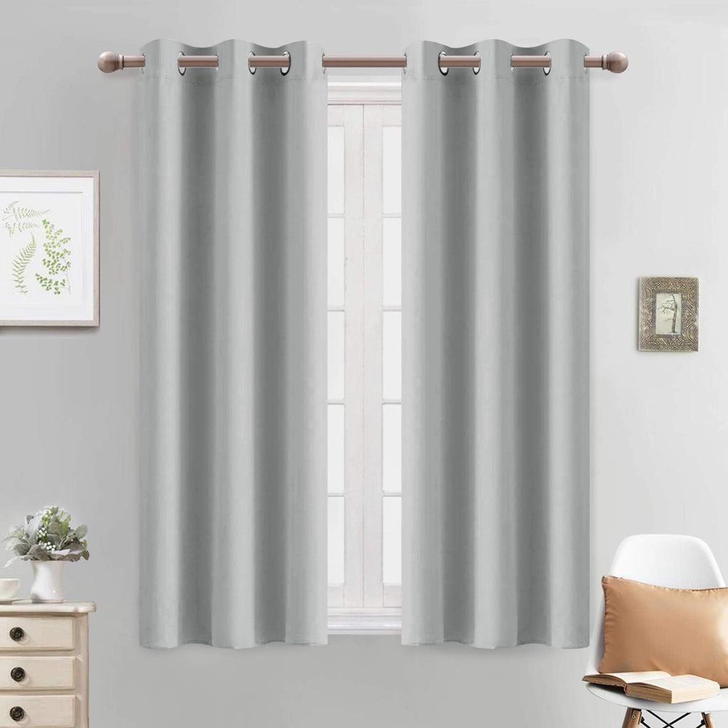 Yakamok Blackout Curtains Room Darkening Thermal Insulated with Grommet Window Curtain for Bedroom, 38 x 54 inch, Light Grey, 2 Panels