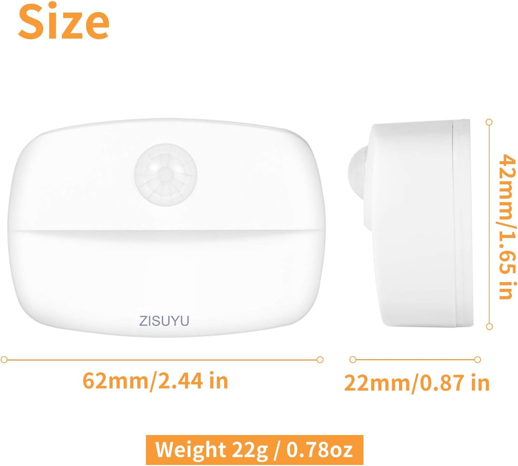 ZISUYU 6 Pack Motion Sensor Light Indoor, Battery Operated Stair Light, Wireless Stick on Anywhere Closet Lights, Led Night Lamps for…