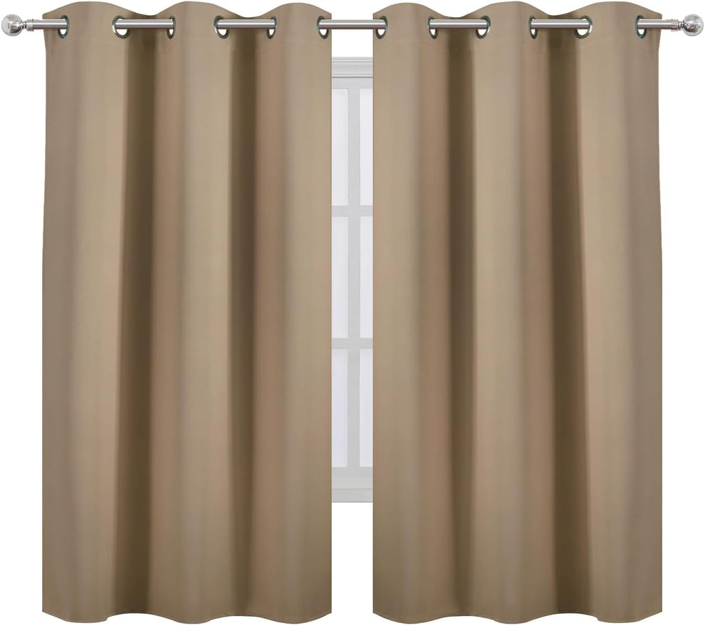 Lemomo Natural Thermal Blackout Curtains/38 x 63 Inch/Set of 2 Panels Room Darkening Curtains for Bedroom 63 Inch silver