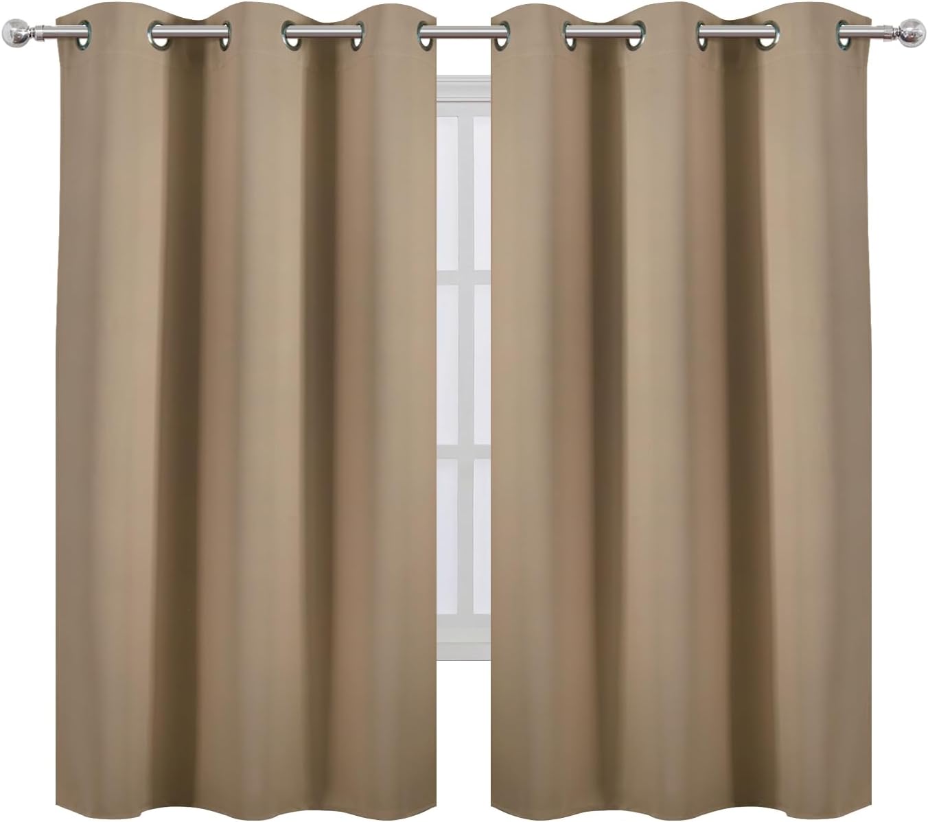 Lemomo Natural Thermal Blackout Curtains/38 x 63 Inch/Set of 2 Panels Room Darkening Curtains for Bedroom 63 Inch silver