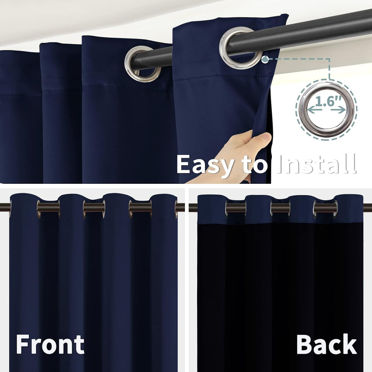 BGment Thermal Insulated 100% Blackout Curtains for Bedroom with Black Liner, Double Layer Full Room Darkening Noise Reducing Grommet Curta…