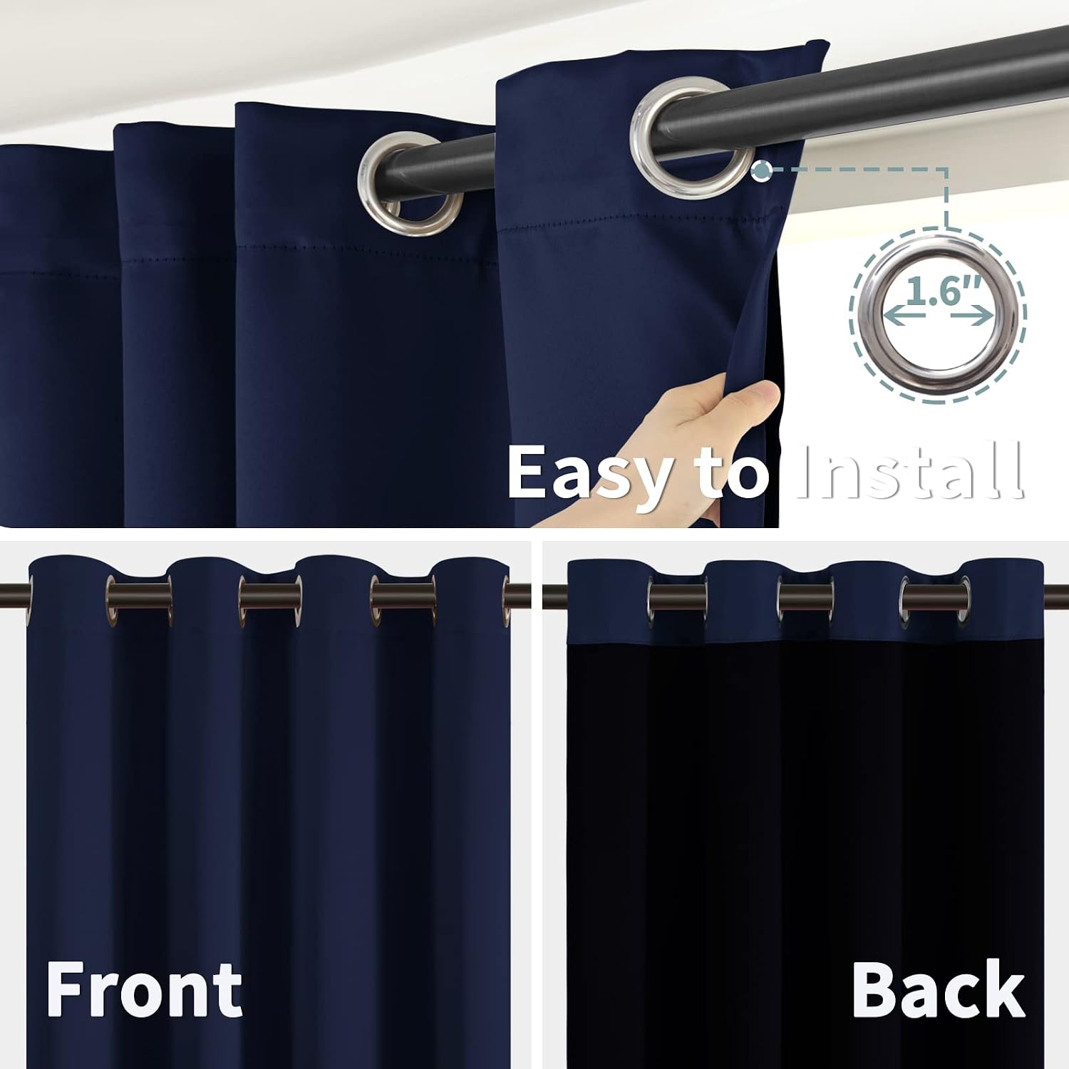 BGment Thermal Insulated 100% Blackout Curtains for Bedroom with Black Liner, Double Layer Full Room Darkening Noise Reducing Grommet Curta…