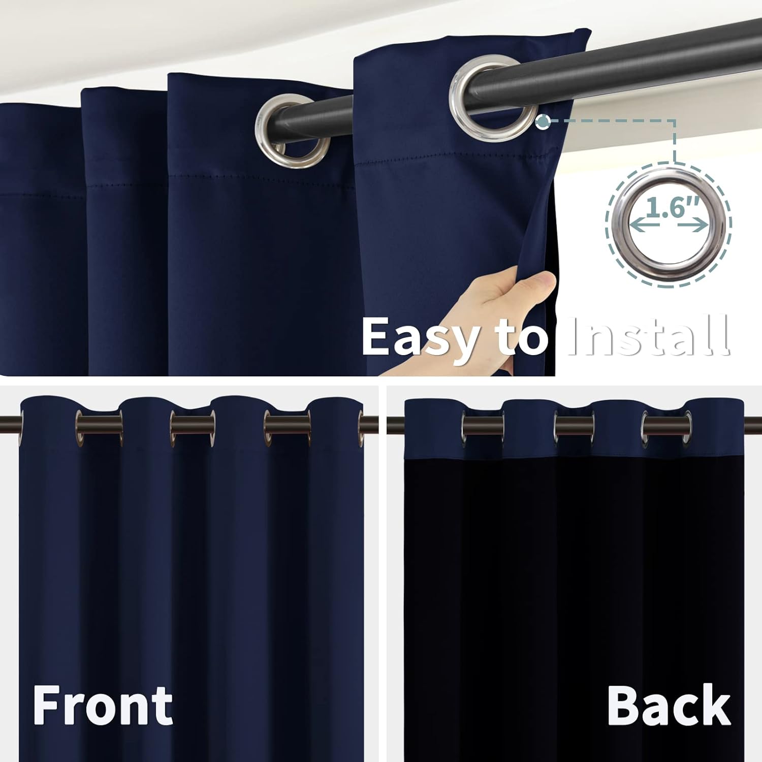 BGment Thermal Insulated 100% Blackout Curtains for Bedroom with Black Liner, Double Layer Full Room Darkening Noise Reducing Grommet Curta…