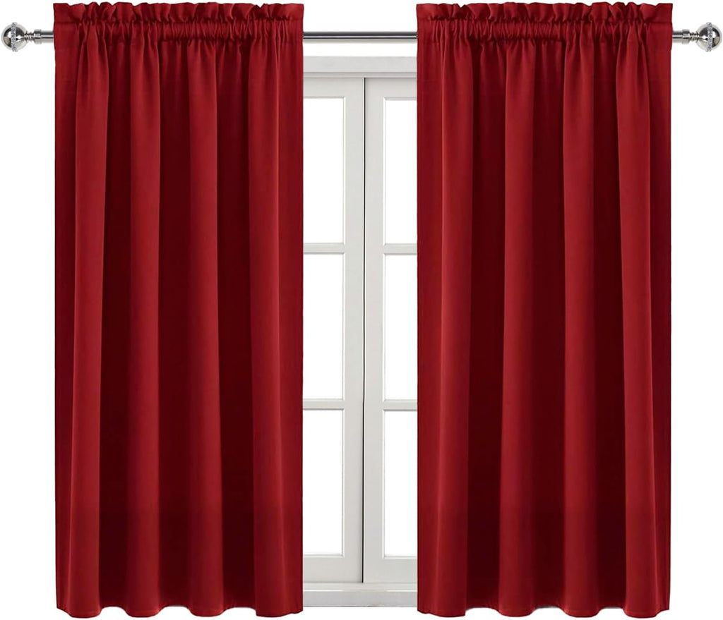Dwcn Christmas Burgundy Room Darkening Blackout Curtains - Thermal Insulated Privacy Energy Saving Window Curtain Drapes 38 x 45 inch Lengt…