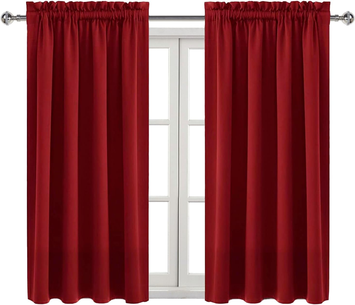 Dwcn Christmas Burgundy Room Darkening Blackout Curtains - Thermal Insulated Privacy Energy Saving Window Curtain Drapes 38 x 54 inch Lengt…