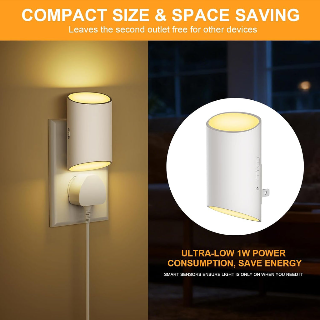 LED Night Light Plug into Wall with Motion Sensor & Dusk to Dawn Sensor, Soft White 3000K, 1-100LM Adjustable Brightness, Nightlights for…