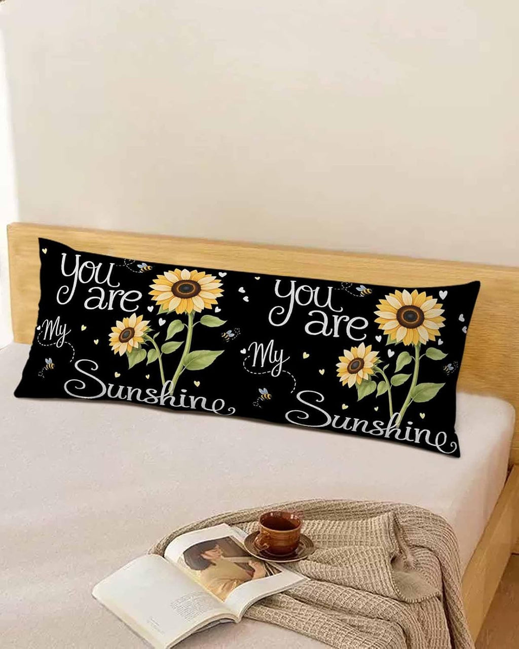 Rgaienmelw You Are My Sunshine Body Throw Pillow Covers 20x54 Inches, Rectangle Decorative Pillowcase with Zipper, Yellow Sunflowers C…
