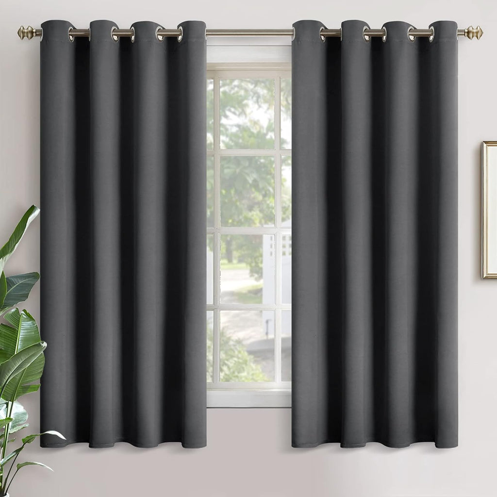 YoungsTex Dark Grey Blackout Curtains for Bedroom 52 x 63 Inch - Thermal Insulated with Grommet Room Darkening Drapes for Living Room Priva…