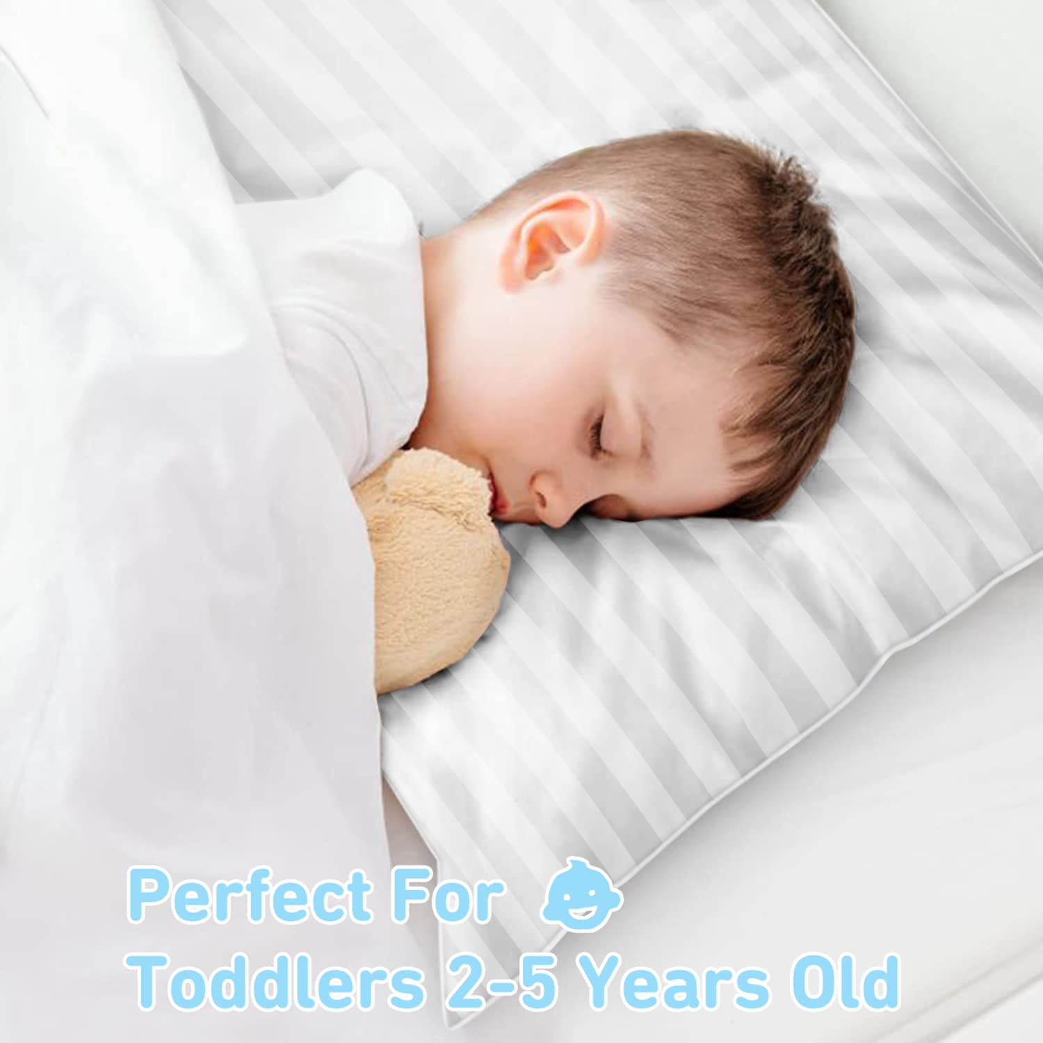 Babebay Toddler Pillow,13 x 18 Kid Pillows for Sleeping, Machine Washable Kids Pillow, Perfect for Travel, Toddlers Cot(Not Included Pillowca…