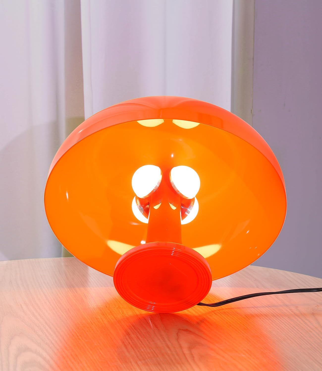Orange Mushroom Lamp, Mid Century Modern Table Lamp for Bedroom, Minimalist Mushroom Decor Bedside Small Lamps, 2700K(Bulb Included, Plug…