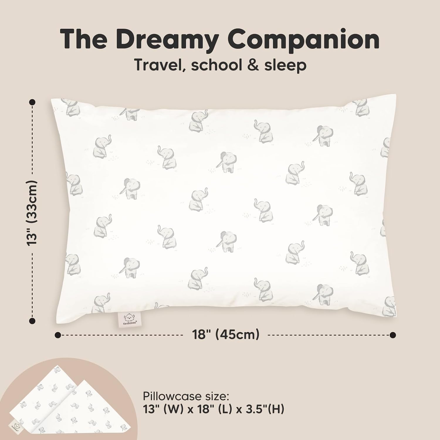 Toddler Pillow with Pillowcase - 13x18 My Little Dreamy Kids Travel Bed Pillows for Sleeping, Organic Cotton Small Pillowcase, Soft &…