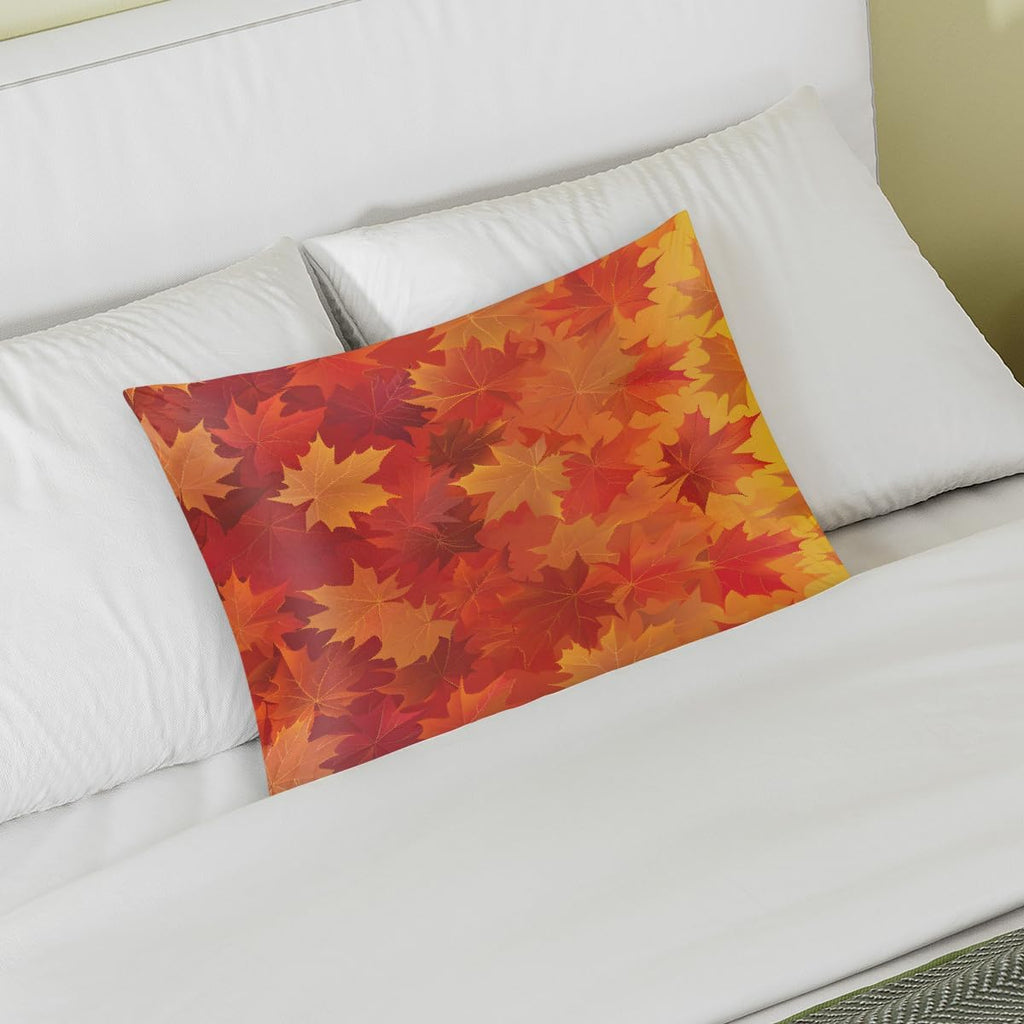 Satin Pillowcase for Hair and Skin Orange Thanksgiving Maple Soft Silk Pillow Case with Envelope Closure Cooling Pillow Cases Slip…