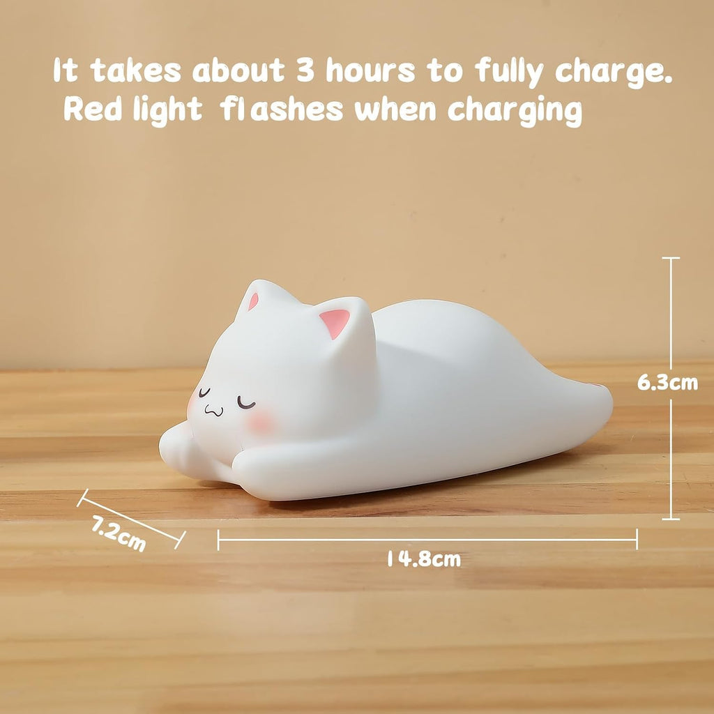 LOVERUIS Cute Night Light for Kids Cat Night-Light Baby Girl Squishy NightLight 1/3 Hour Timer Kitty Light Dimmable Nursery Lamp Colorful…