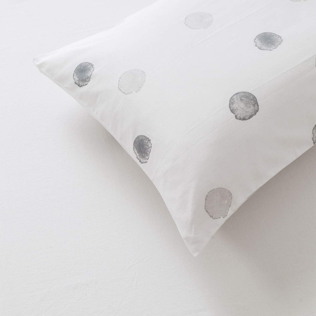 Susybao 100% Cotton Pillowcases King Size Set of 2 White Polka Dots Bed Pillow Covers Envelope Closure End Pillow Encasement Quality Soft B…