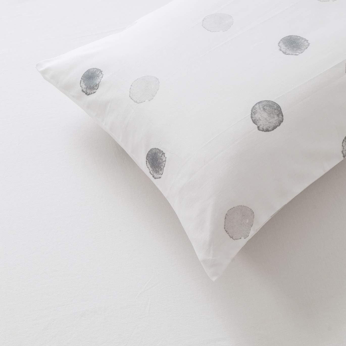 Susybao 100% Cotton Pillowcases King Size Set of 2 White Polka Dots Bed Pillow Covers Envelope Closure End Pillow Encasement Quality Soft B…
