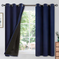 YoungsTex Navy Blue 100% Blackout Curtains for Bedroom, Short Thermal Insulated Black Out Drapes with Black Backing Room Darkening, 2 Panel…