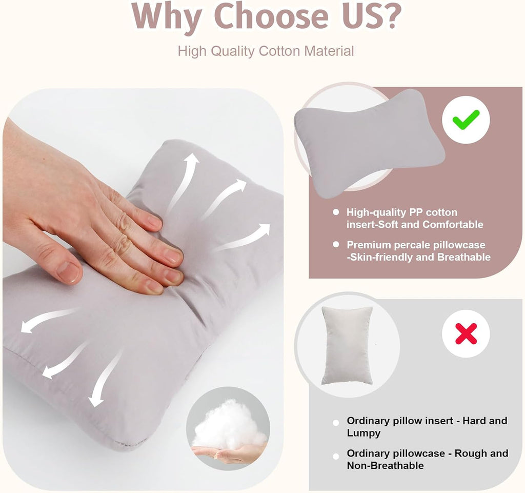 vocheer Small Pillows for Sleeping, 11"x7" Mini Pillow for Travel, Tiny Pillow for Neck, Lumbar, Knee, Wrist, Pets, Cotton Small Back Pillo…