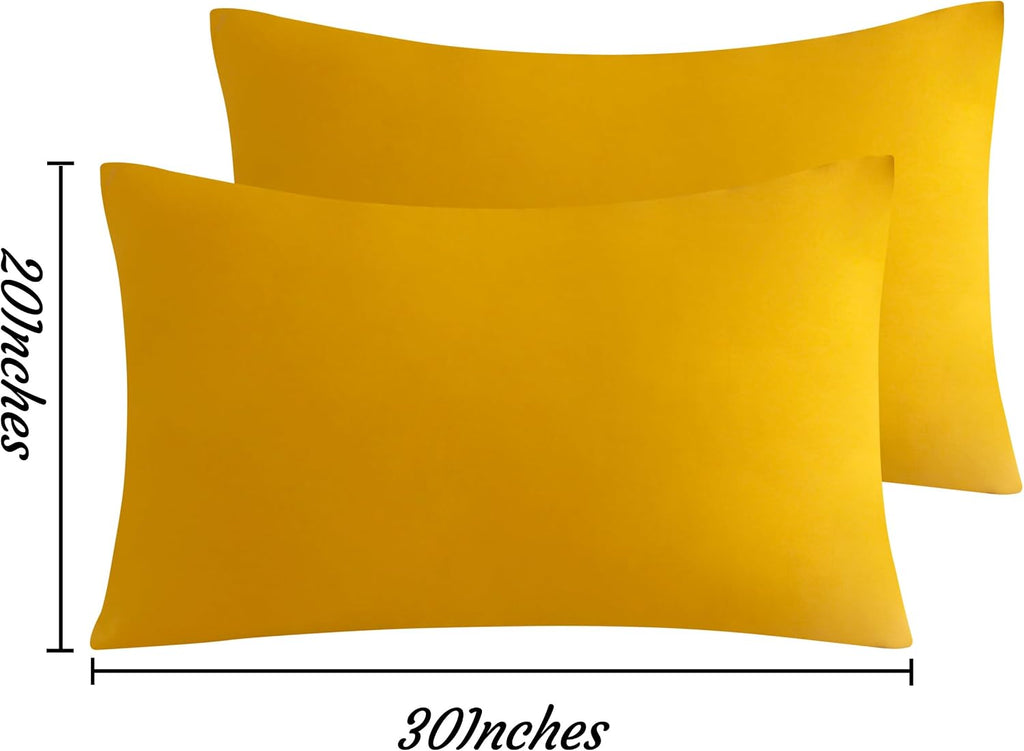 Ntbay Queen Pillow Cases Set of 2, 2 Pack Brushed Microfiber 20x30 Pillow Cases, Soft, Wrinkle, Fade, Stain Resistant Ginger Yellow Pillow…