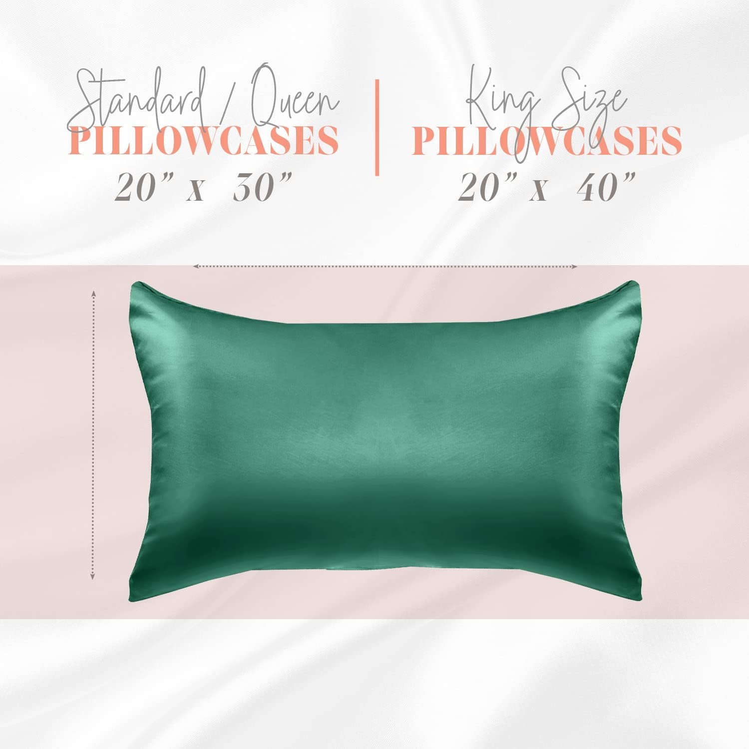 Elegantcomfort Elegant Comfort Silky and Luxurious 2-Piece Satin Pillowcase Set for Healthier Skin and Hair, Hidden Zipper Closure and Beau…
