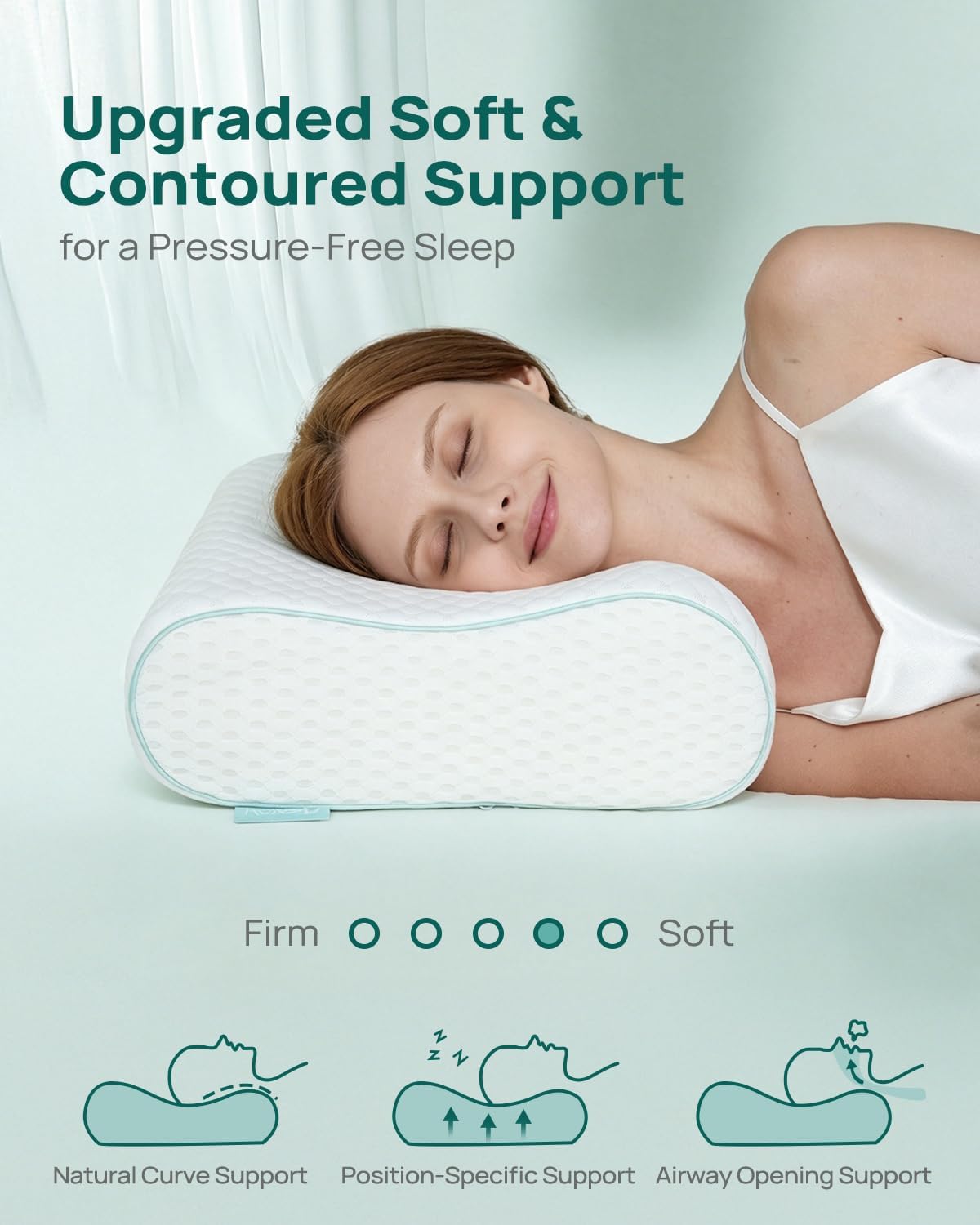 Releep Cervical Neck Pillow, Side Sleeper Pillow for Neck, Adjustable Contour Pillow for Sleeping, Ergonomic Memory Foam Pillow, Orthopedi…