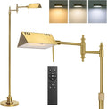 Dimmable Pharmacy Floor Lamp with Remote, 17W Gold LED Reading Floor Lamp with 360°Swing Arm, 3 Color Temperature, Height Adjustable…