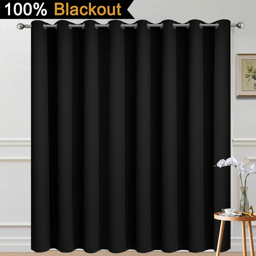 Yakamok 100% Blackout Sliding Door Curtains, Thermal Insulated Grommet Full Light Shading Sliding Door Drape Room Divider Curtain for…