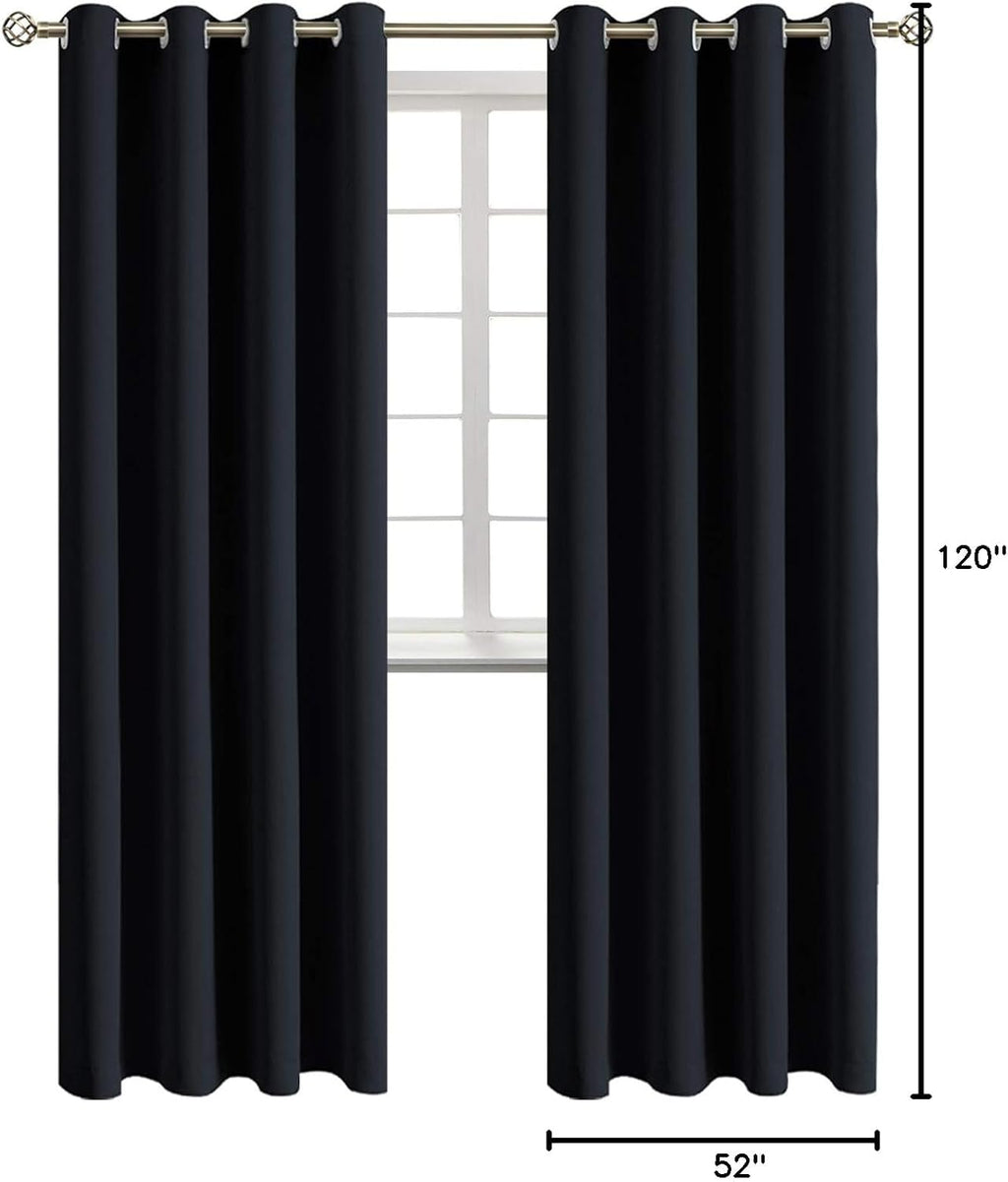 BGment Blackout Curtains - Grommet Thermal Insulated Room Darkening Bedroom and Living Room Curtains, Set of 2 Panels (52 x 120 Inch, Black…
