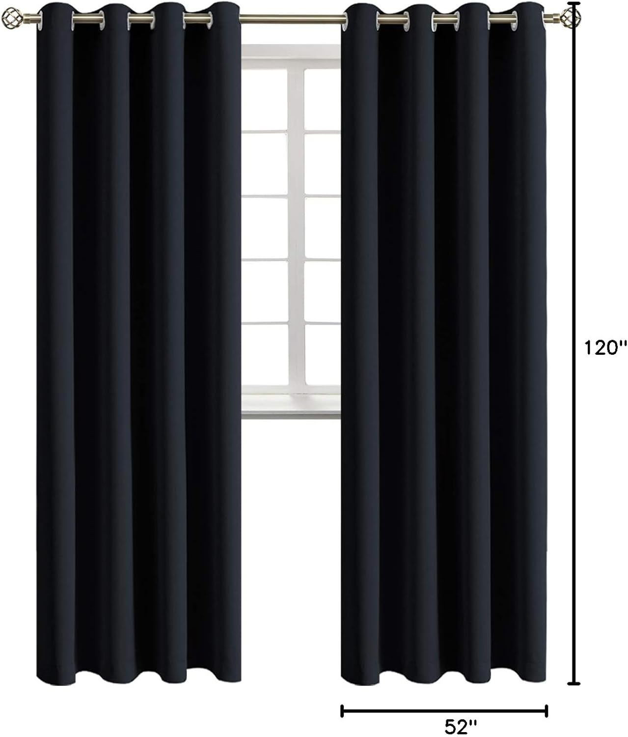 BGment Blackout Curtains - Grommet Thermal Insulated Room Darkening Bedroom and Living Room Curtains, Set of 2 Panels (52 x 120 Inch, Black…