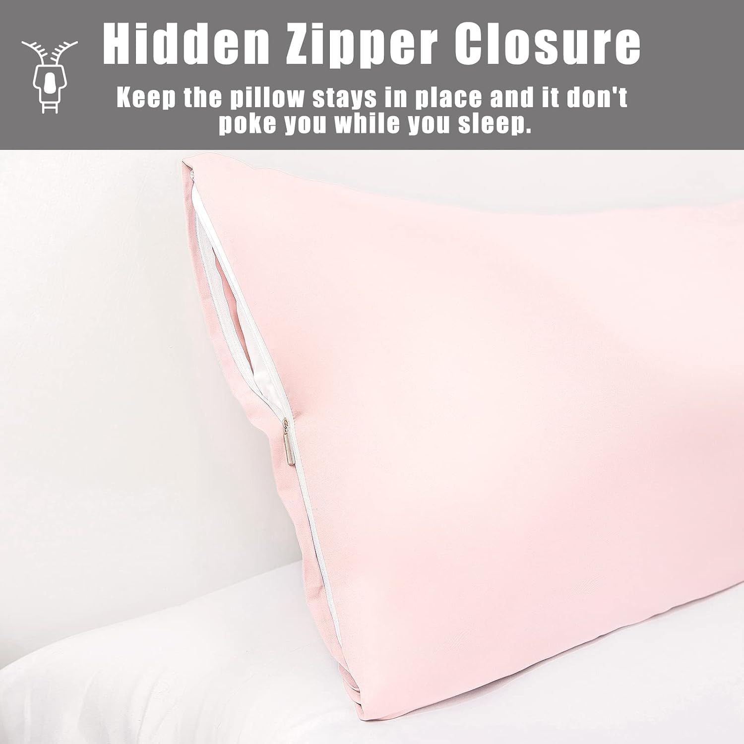 Body Pillow Cases Cover, Bamboo Rayon Pink Body Pillowcases with Zipper Closure, Cooling and Breathable Pillow Case for Hot Sleepers and…