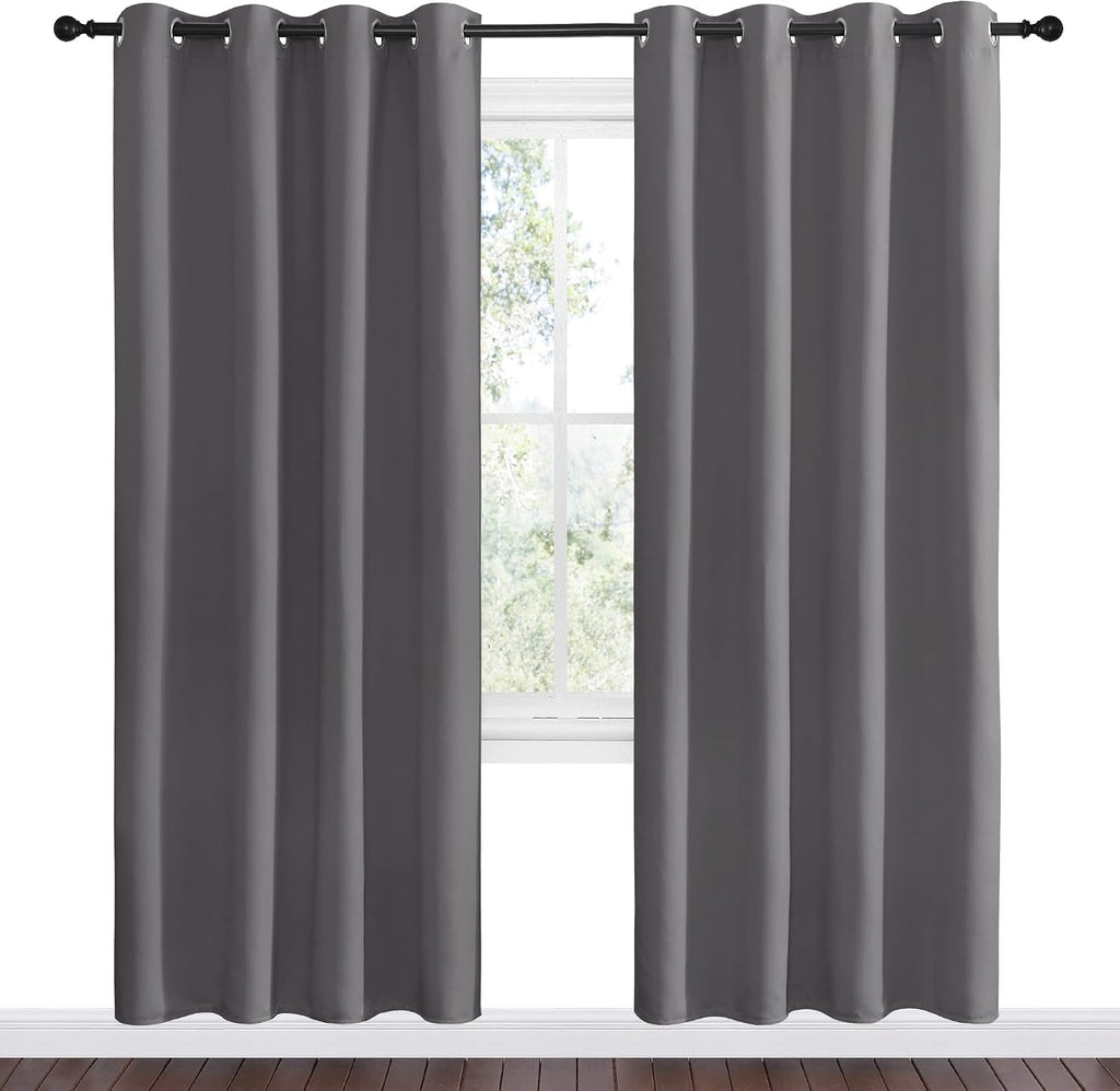 Nicetown Blackout Curtains Panels for Bedroom - 3 Pass Microfiber Noise Reducing Thermal Insulated Solid Ring Top Blackout Window Drapes (2…