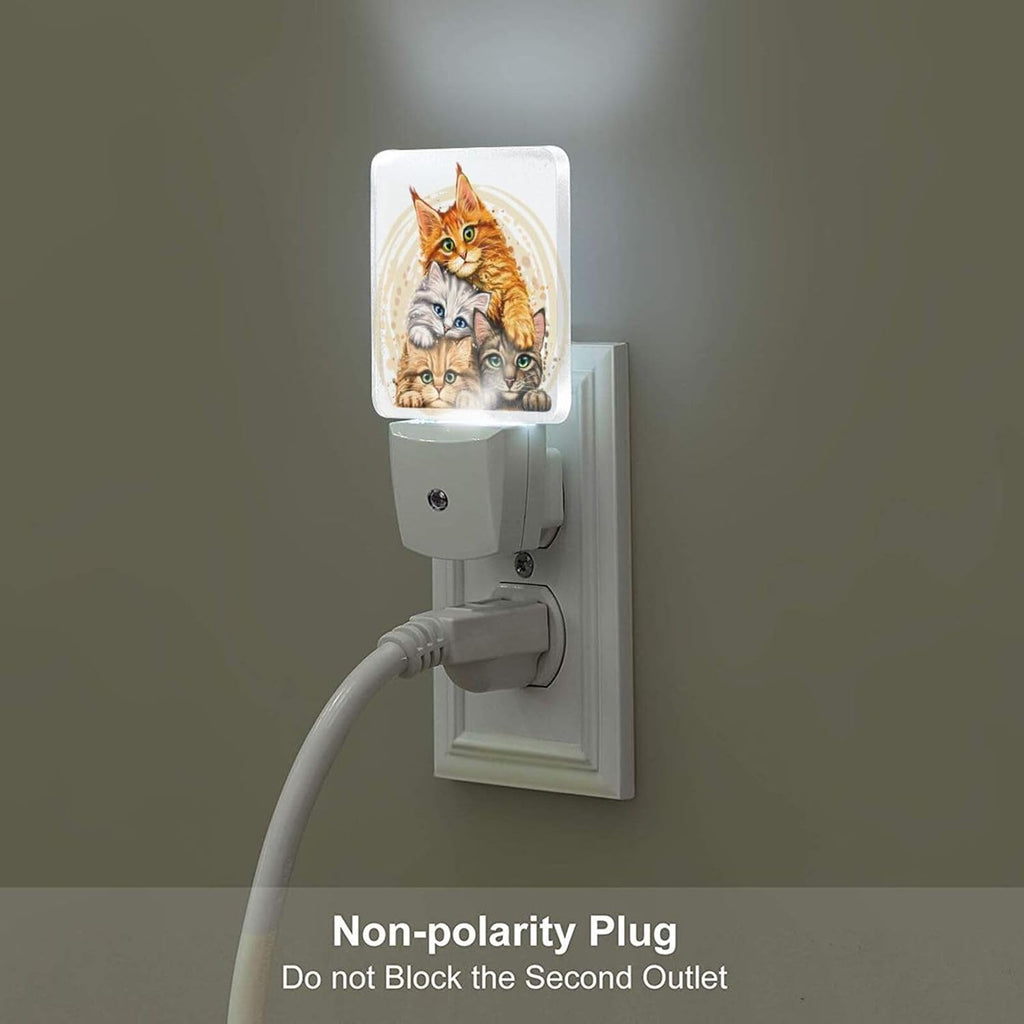 Colorful Cats Night Light, Plug-in Night Lights with Dusk to Dawn Sensor for Stairway, Hallway, Bedroom Sleep Friendly Ideal for…