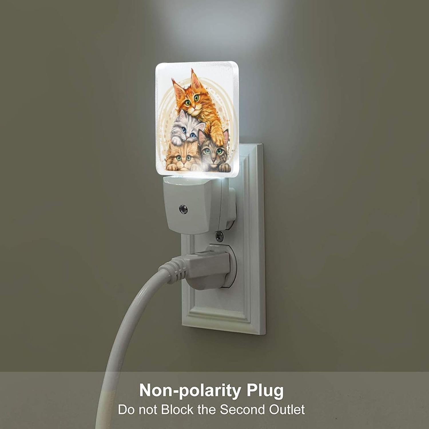 Colorful Cats Night Light, Plug-in Night Lights with Dusk to Dawn Sensor for Stairway, Hallway, Bedroom Sleep Friendly Ideal for…