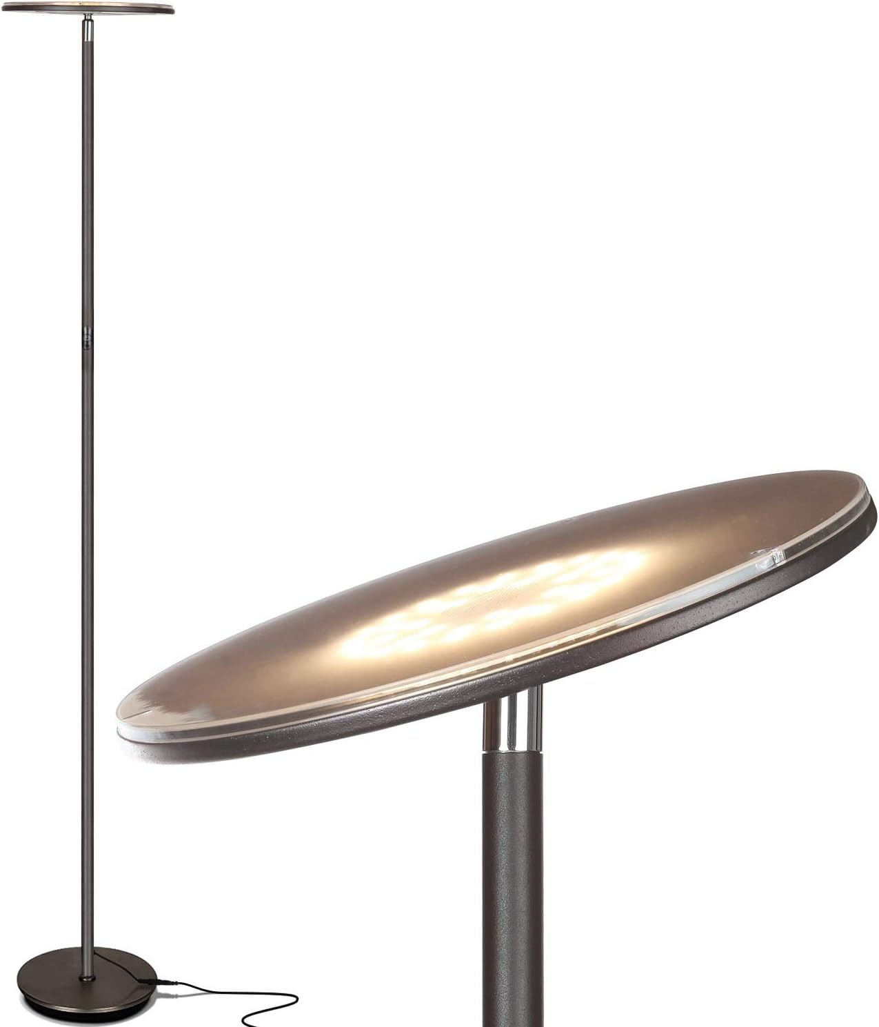 Brightech Sky LED Floor lamp, Torchiere Super Bright Floor Lamp for Living Room Decor & Office - Dimmable, Tall Standing Lamp with Warm Lig…