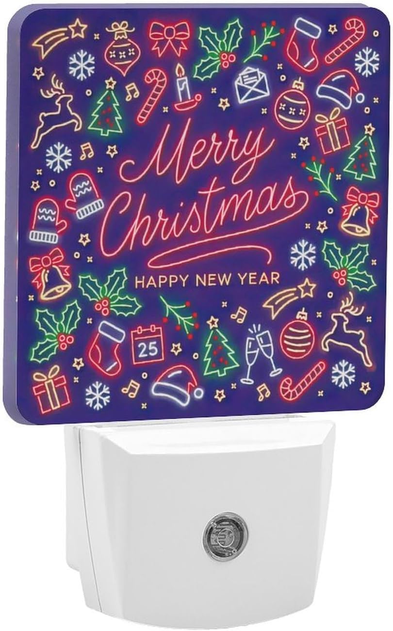 YKJAHSD Merry Chrismas Night Light, Plug into Wall Decor Nightlights for Bedroom, Bathroom, Hallway, Kitchen, with Dusk to Dawn Ligh…