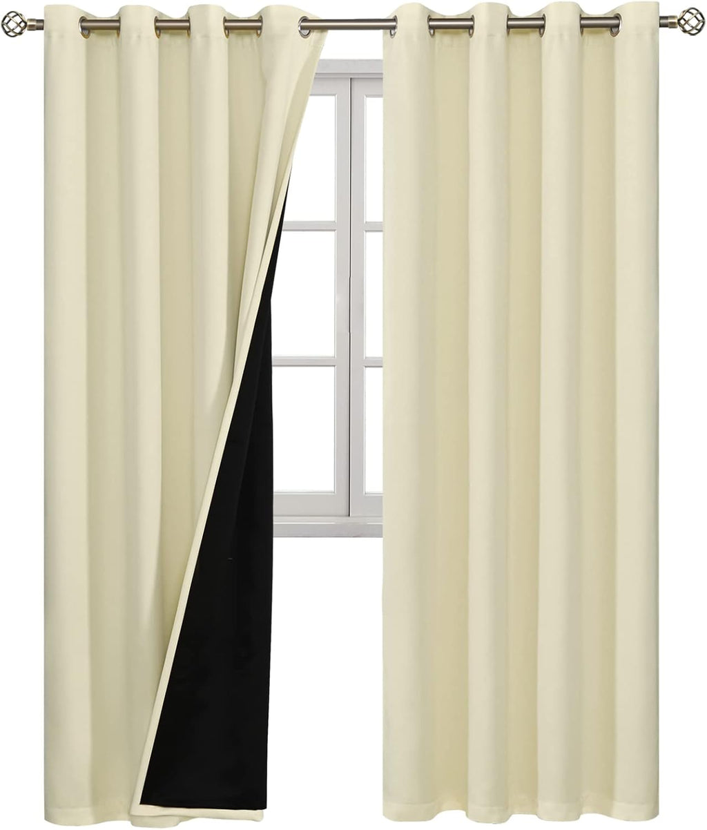BGment Cream 100% Blackout Curtains for Living Room 84 Inch Length 2 Panels, Thermal Insulated Full Light Blocking Grommet Soundproof Windo…