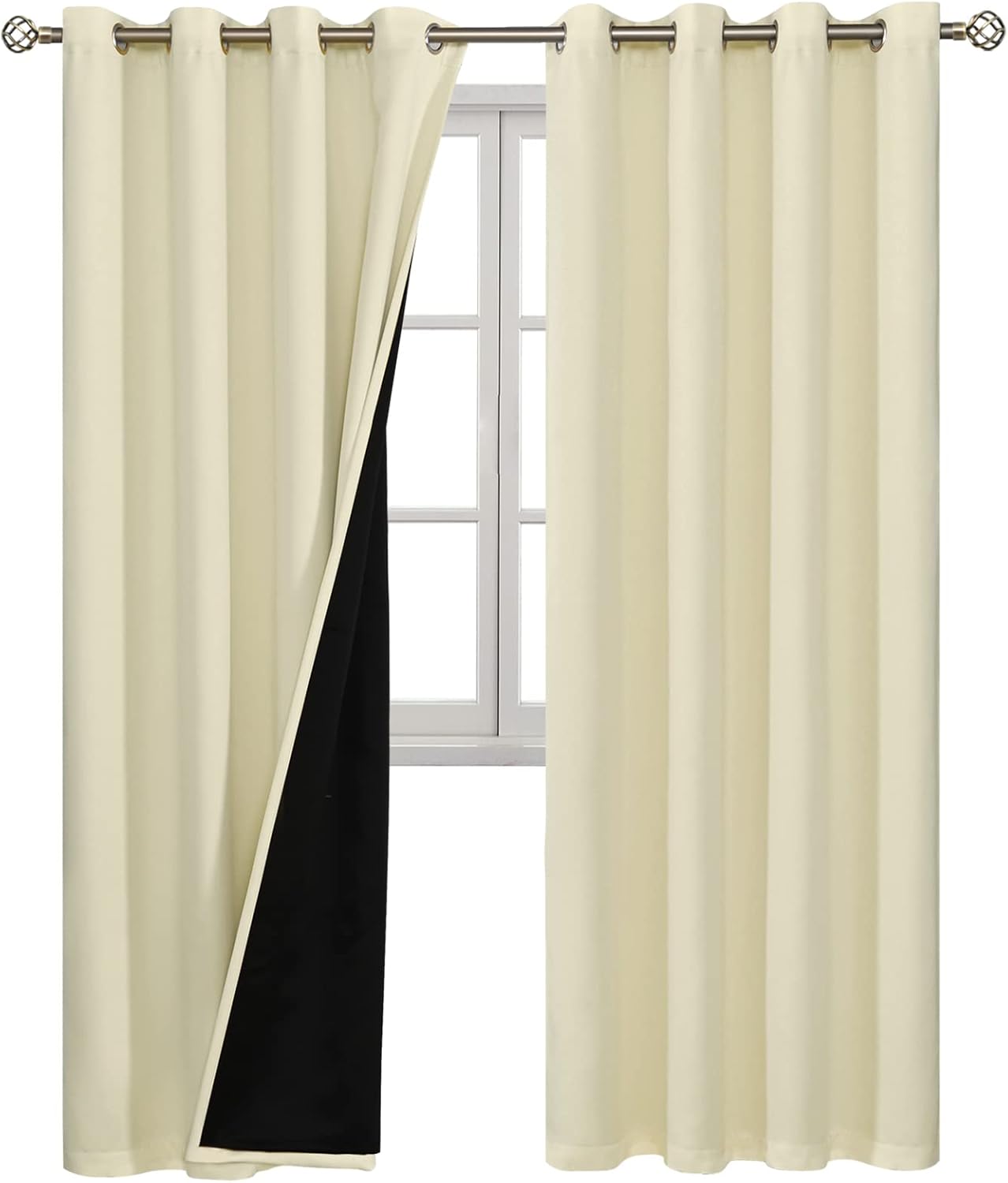 BGment Cream 100% Blackout Curtains for Living Room 84 Inch Length 2 Panels, Thermal Insulated Full Light Blocking Grommet Soundproof Windo…