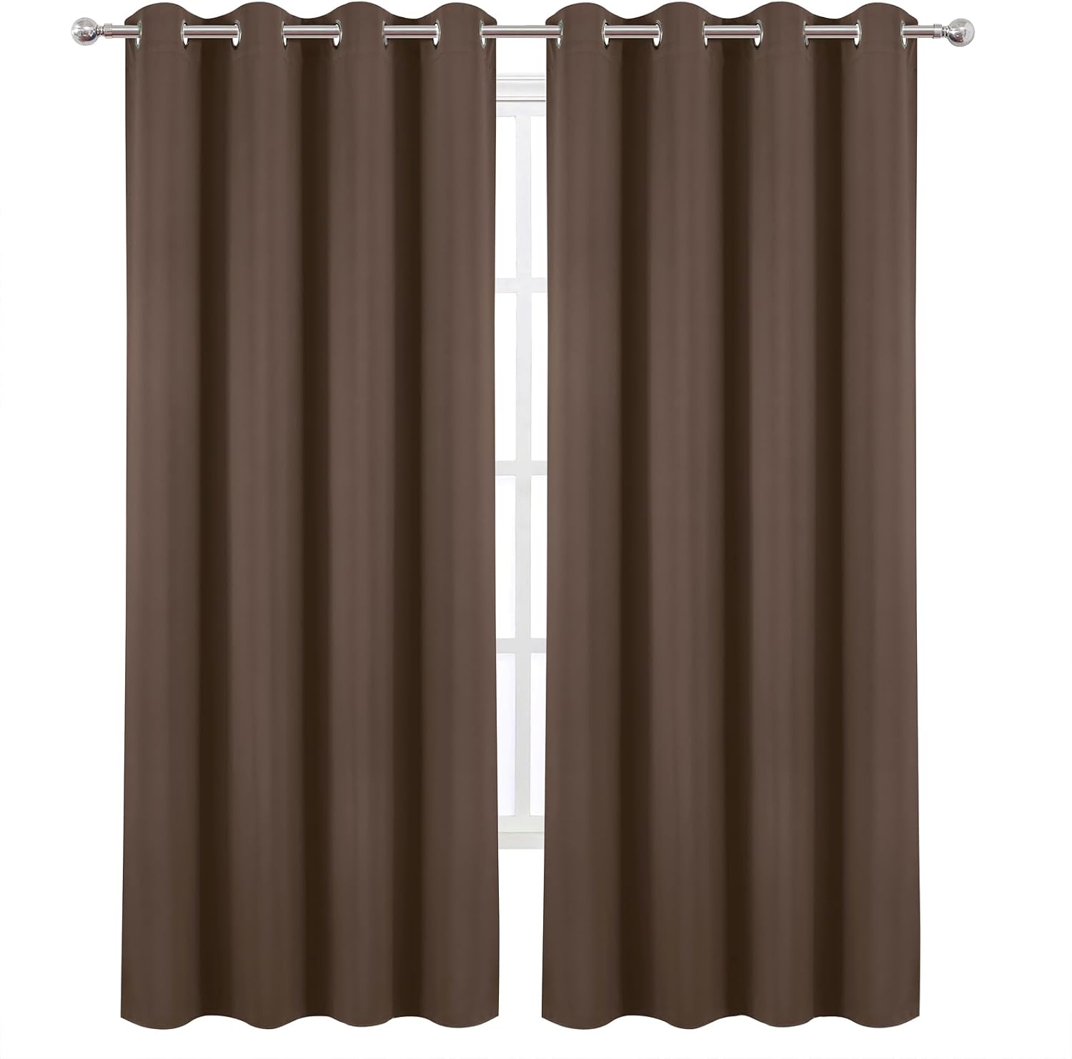 Lemomo Blackout Curtains 52 x 90 Inch Long Chocolate Curtains Set of 2 Panels Room Darkening Curtains for Bedroom and Living Room 90 Inch s…