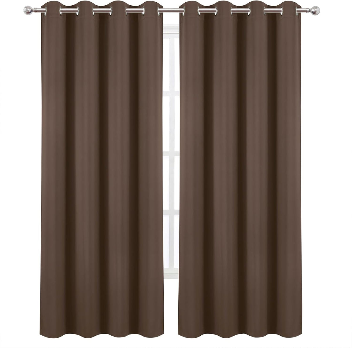 Lemomo Blackout Curtains 52 x 120 Inch Long Chocolate Curtains Set of 2 Panels Room Darkening Curtains for Bedroom and Living Room 120 Inch…