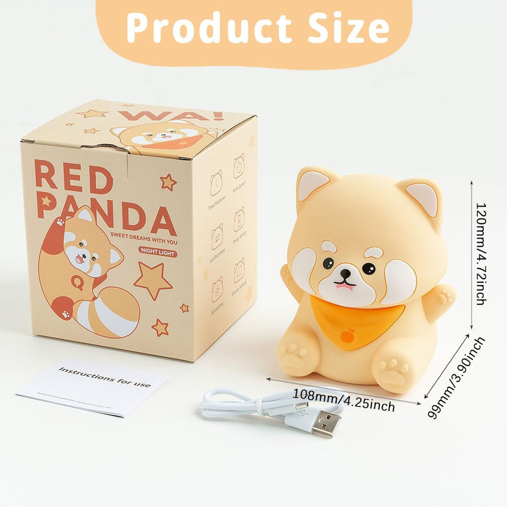Rytinazzz Silicone Night Light for Kids, 50H Long Battery Red Panda Lamp, Cozy Gift Light for Kids, Soft Dimmable Bedside Light…