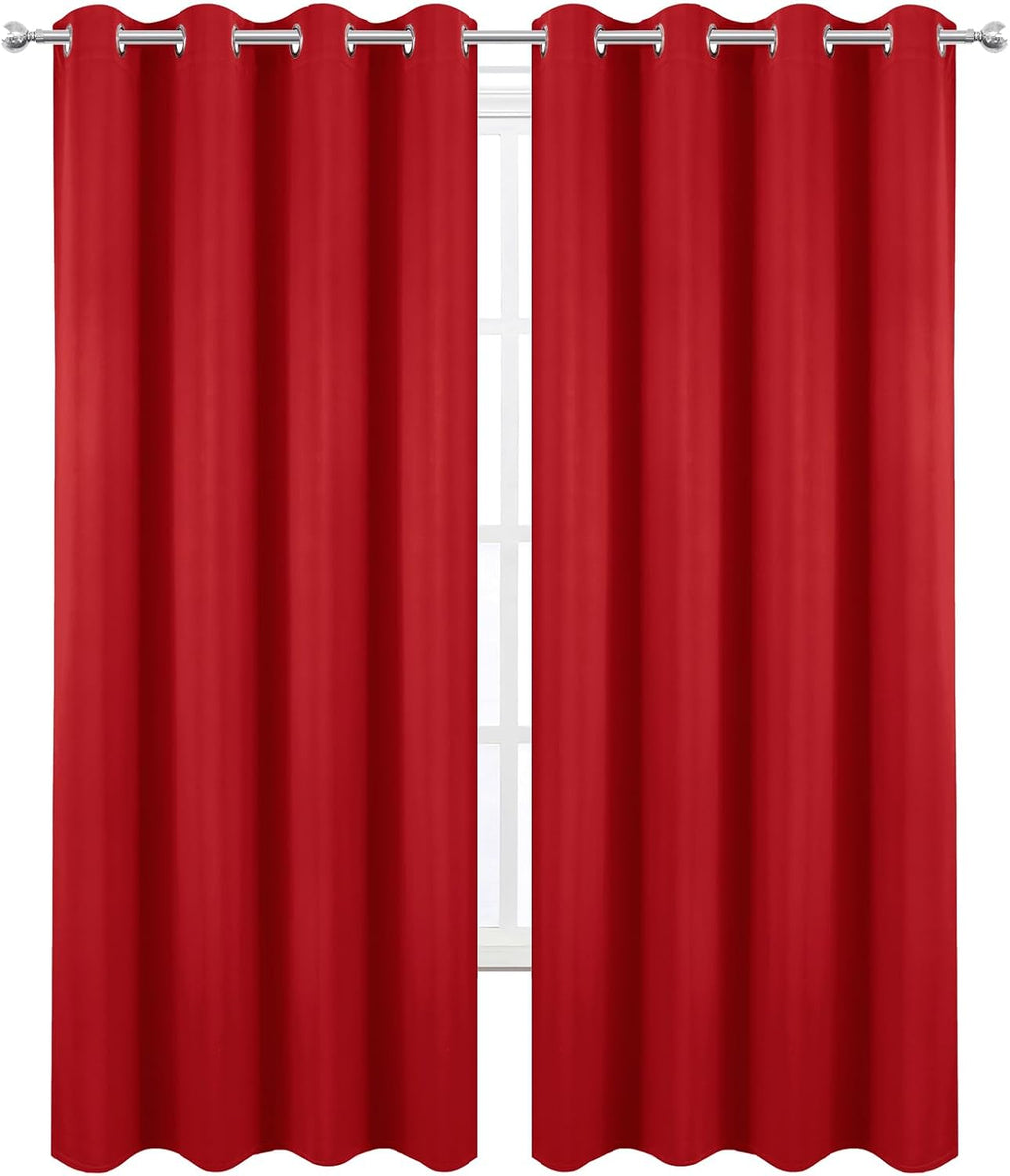 Lemomo Blackout Curtains 52 x 90 Inch Long Bright Red Curtains Set of 2 Panels Room Darkening Curtains for Bedroom and Living Room 90 Inch…