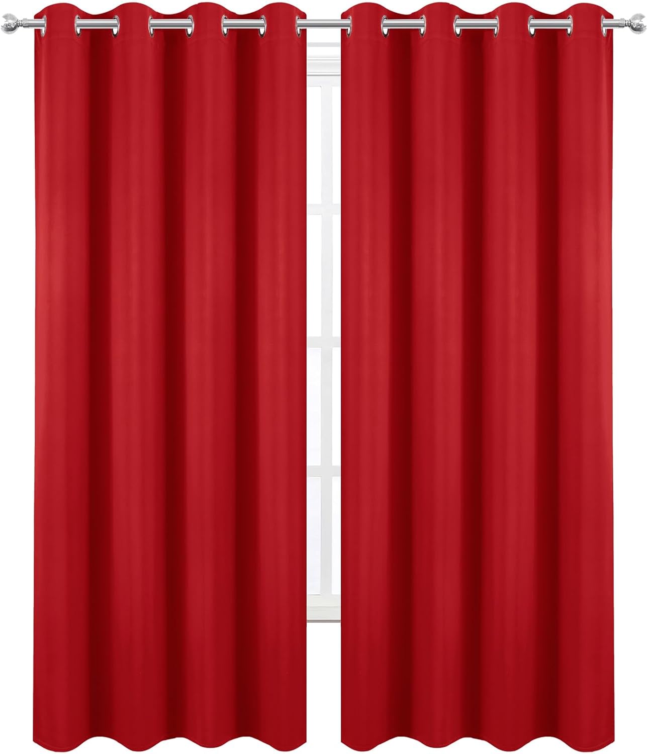 Lemomo Blackout Curtains 52 x 90 Inch Long Bright Red Curtains Set of 2 Panels Room Darkening Curtains for Bedroom and Living Room 90 Inch…
