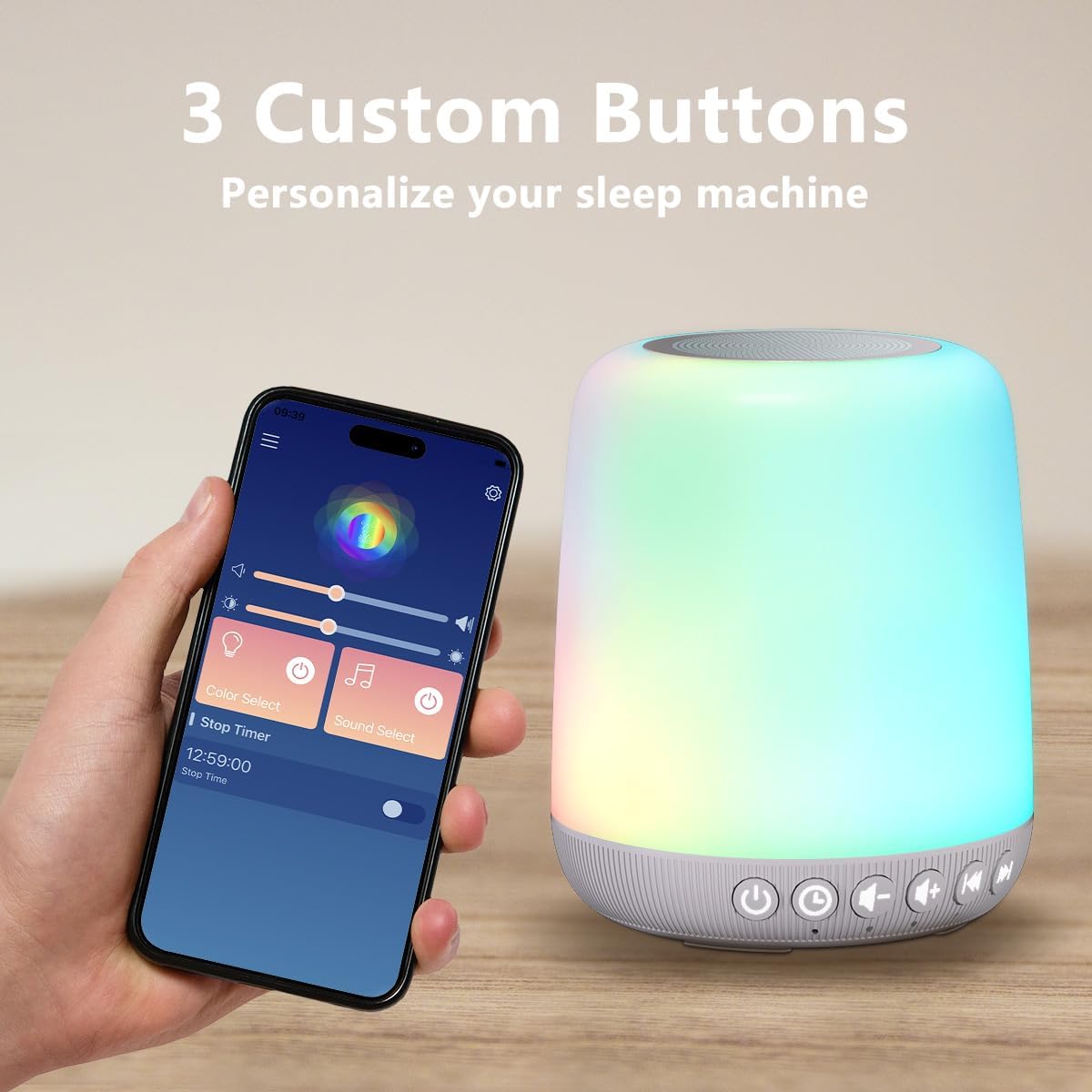 Easysleep White Noise Machine Baby Sound Machine for Sleeping with 12 Night Light Colors 30 Soothing Sounds 4 Timer Portable Sleep…