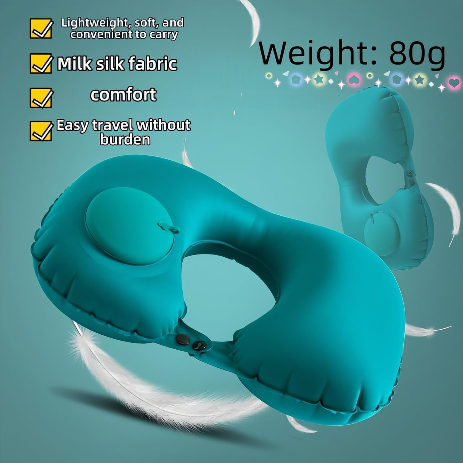 18-30s Quick Inflate /Deflate Neck Pillow for Travel - Adjustable Cervical Support with Dual Buckles, Breathable Milk Silk, Compact…