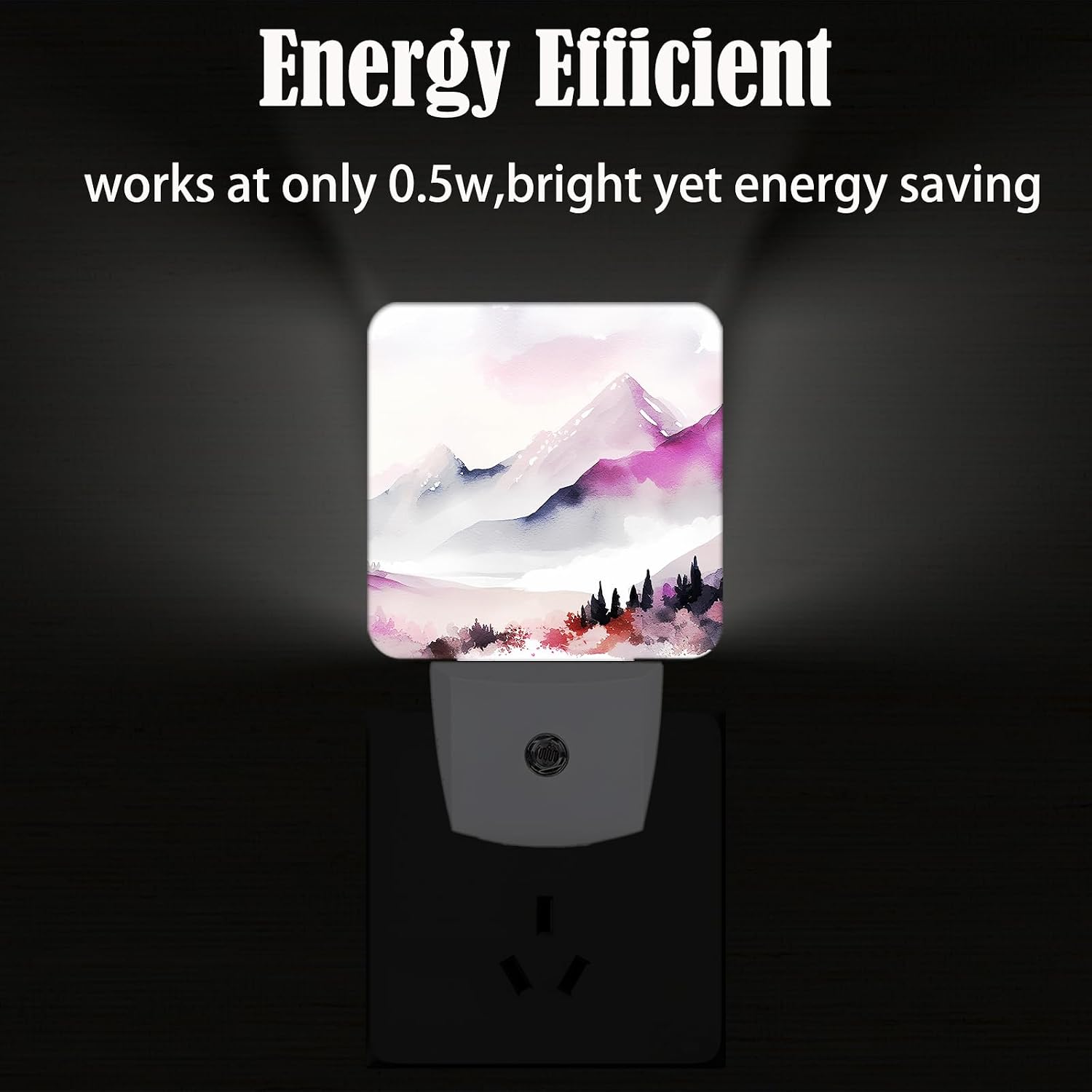 Misty Mountains and Forests Night Light, Plug Into Wall for Boys Girls Bedroom Decorative Square Night Light Lamp 0.5w Sleep Friendly
