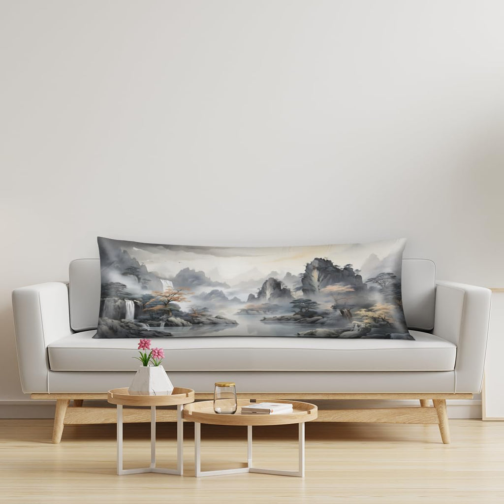 Aglebo Scenery Mountain Body Pillow Covers Super Soft Satin Decorative Pillowcase with Hidden Zipper Cooling Breathable Case Rectangle Cove…