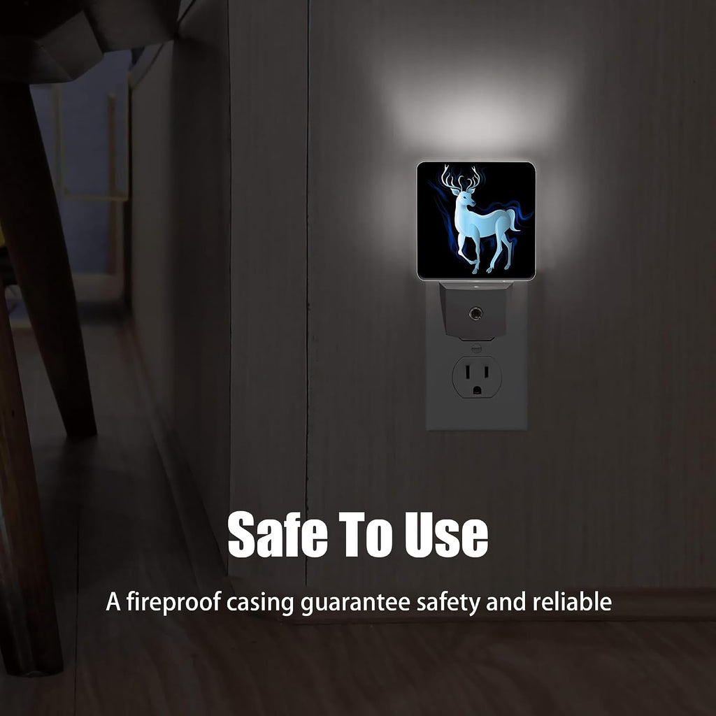 Blue Deer Night Light, Northern Lights Night Lights Plug into Wall Decor for Bedroom, Bathroom, Hallway, Kitchen, Dusk to Dawn Sensor…