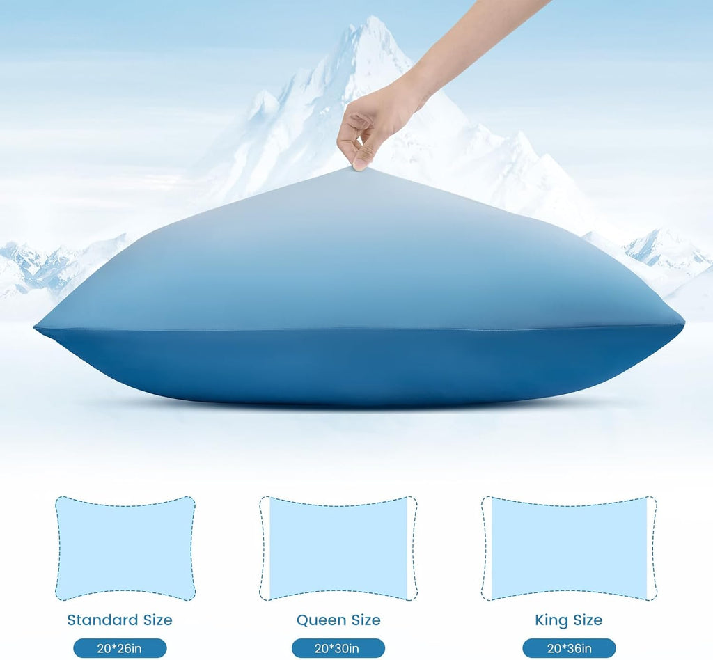 Luxear Cooling Pillow Cases, 2 Pack King Size Arc-Chill Q-max > 0.5 Gradient Cool Pillowcases for Hair Skin, Breathable Silky Cooling Summer…
